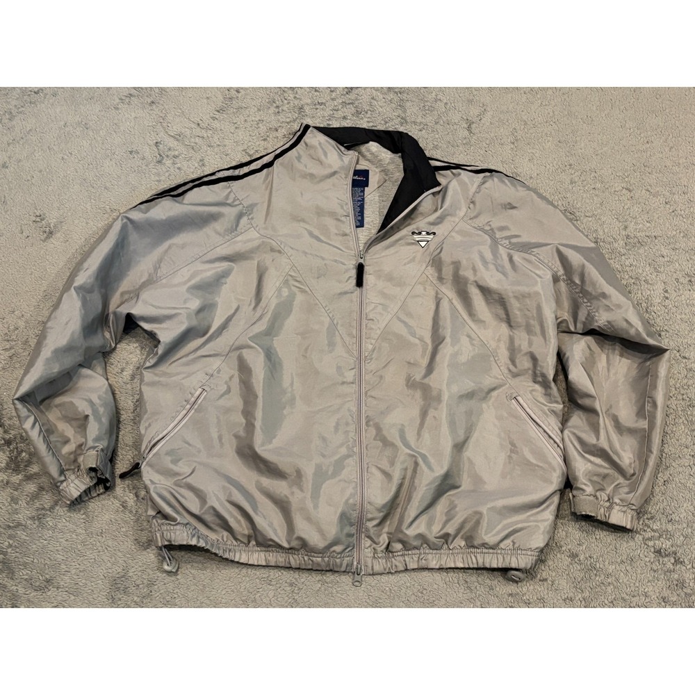 VTG Catalina Jacket Womens XL Silver Nylon Full Zip Windbreaker Lined Zip Pocket